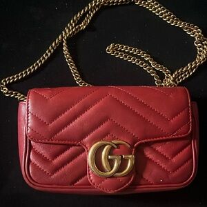 Red Gucci Marmont Mini Bag